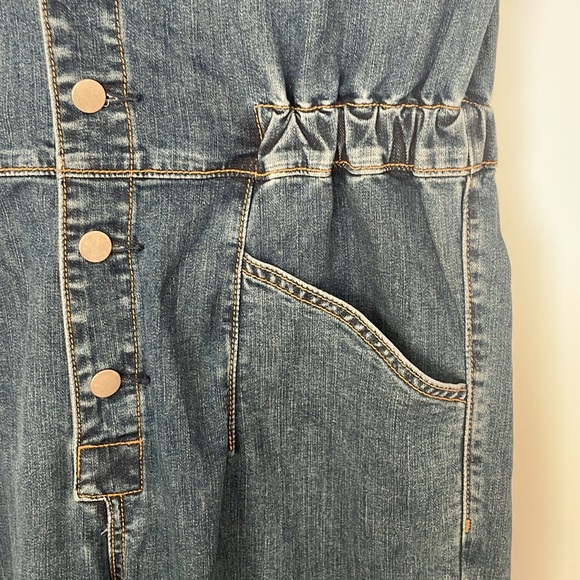 NWT Free People x Driftwood Randi Embroidered Denim Coverall size Medium - Picture 6 of 9